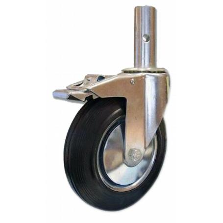 RUEDA GIRATORA ANDAMIO FRENO 30ZVAFD200-BSR METALICO-GOMA NEGRA EJE RODILLOS