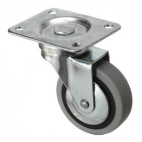 RUEDA MOBILIARIO 60 Ø GOMA GRIS PLACA 46X46 50 KG 18H0340