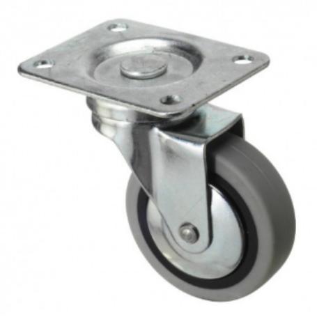 RUEDA MOBILIARIO 60 Ø GOMA GRIS PLACA 46X46 50 KG 18H0340