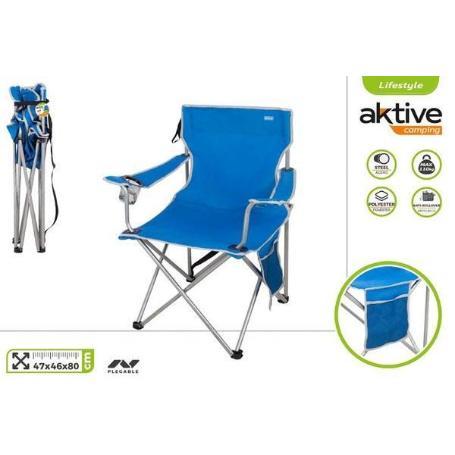 AKTIVE SILLA CAMPING PLEGABLE 47X46X80 CMS CON BRAZOS ANTIVUELCO SOPORTA 110 KGS.