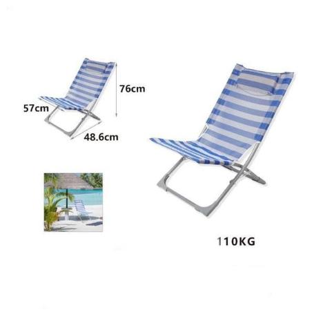 SILLA PLEGABLE PARA PLAYA Y CAMPIN CON LONETA BLANCA-AZUL 76X48X57 CMS KMTSTYLE