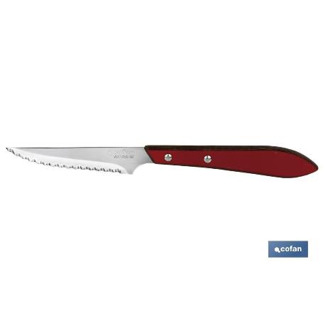 PACK 3 CUCHILLO CHULETERO MICRODENTADO HOJA 10CM  MODELO GULASH ROJO