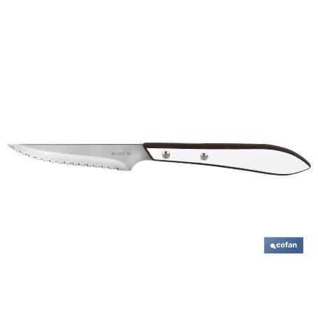 PACK 3 CUCHILLO CHULETERO  MICRODENTADO HOJA 10CM  MODELO GULASH BLANCO