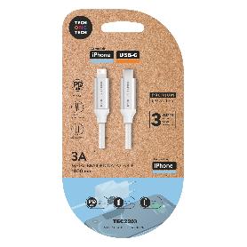 TECH CABLE PD IPHONE ULTRAPIDA NYLON 1M BLANC USBC APPLE TEC2203