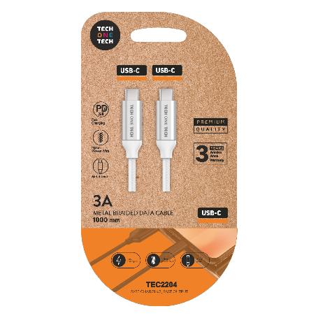 TECH CABLE PD MOVIL ULTRAPIDA NYLON 1M BLANC USB-C USBC TEC2204