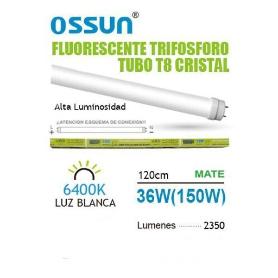 OSSUN TUBO T8 FLUORESCENTE 36W 120 CMS.  6400 K TRIFOSFORO