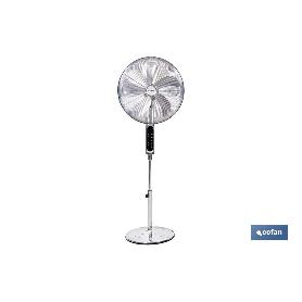 VENTILADOR DE PIE OSCILANTE GRIS METALIZADO OSCILANTE CON 3 VELOCIDADES Y TEMPORIZADOR Ø45 CM 70 W