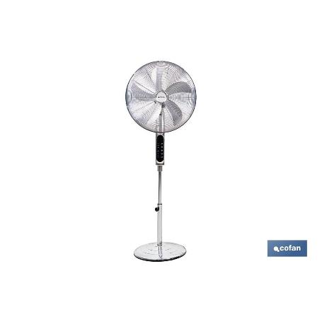 VENTILADOR DE PIE OSCILANTE GRIS METALIZADO OSCILANTE CON 3 VELOCIDADES Y TEMPORIZADOR Ø45 CM 70 W