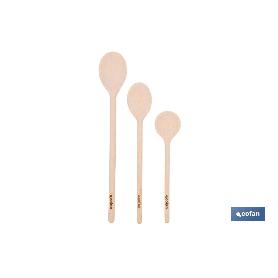 SET DE 3 CUCHARAS REDONDAS DE MADERA 20 CM, 25 CM, 30 CM