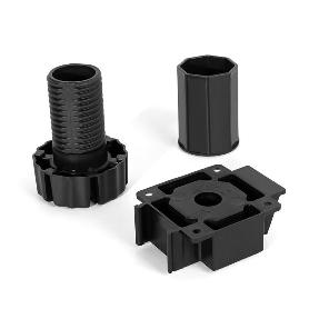 PATA DE COCINA MODELO OCTO REGULABLE 85-110MM ACABADO NEGRO SIN TETÓN EXTENSIÓN 140-190 (UNIDADES 3200)