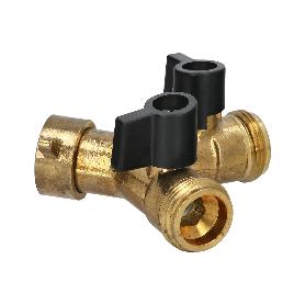 ADAPTADOR MANGUERA LATON 2 TOMAS MACHO 3/4, DUPLICADOR GRIFO, ADAPTADOR 2 VIAS, ENTRADA 3/4 HEMBRA
