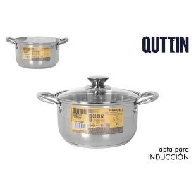 20 CMS. CACEROLA ACERO INOXIDABLE APTA PARA INDUCCION CON TAPA CRISTAL NEW NERON 4 LTS. QUTTIN