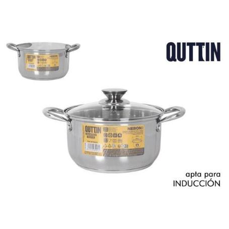 20 CMS. CACEROLA ACERO INOXIDABLE APTA PARA INDUCCION CON TAPA CRISTAL NEW NERON 4 LTS. QUTTIN