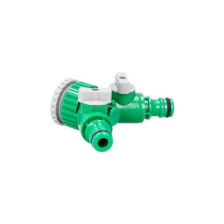 ADAPTADOR MANGUERA PLASTICO 3/4 - 1 HEMBRA  CON 2 TOMAS BLISTER