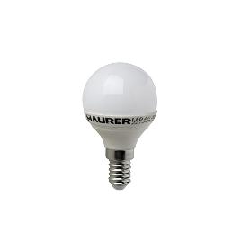 BOMBILLA LED ESFERICA E14. 4 W. - 25 W. 300 LÚMENES. LUZ CALIDA. (3000°K).