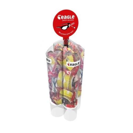 EAGLE-EXEASE4-EXPOSITOR DE SUELO 4 DIVISIONES TRANSPARENTES CON CARTELA