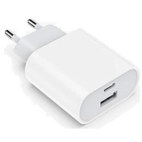 VELAMP-EGP700-1-CARGADOR DE 20 W CA/CC 220 V CON SALIDAS USB-A Y USB-C BLANCO