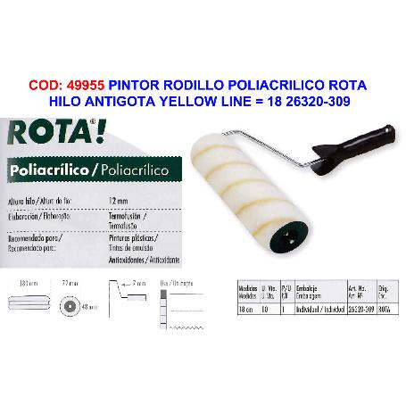 PINTOR RODILLO ROTA ANTIGOTA PARED-TECHO YELLOWLIN 18CM 26320309