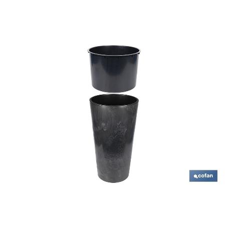 MACETERO 2 EN 1 FORMA CÓNICA CON DEPÓSITO COLOR NEGRO PP Ø 409 X 750 MM 29,5 L