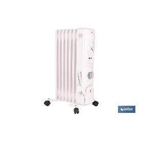 RADIADOR DE ACEITE CON TERMOSTATO REGULABLE Y VENTILADOR 7 ELEMENTOS 1500 W