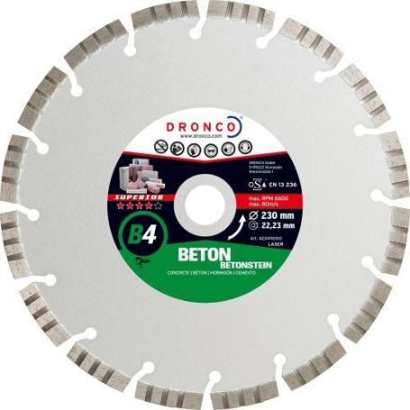 DRONCO-B4-125-DISCO DE DIAMANTE SUPERIOR B4 HORMIGÓN (ANTES LT56) DIAMETRO  125 MM