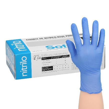 GUANTE DESECHABLE NITRILO AZUL  M 3,5 GMS. CAJA 100 UNIDADES.