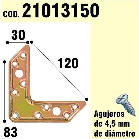 SOPORTE PARA MADERA PLACA L  BICROMATADO 120 MM.