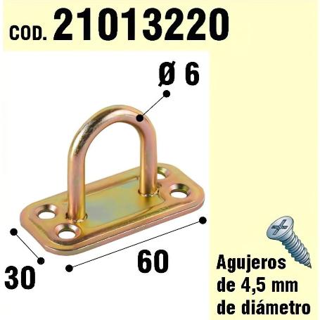 SOPORTE PARA MADERA ANILLA  BICROMATADO Ø 6 MM.