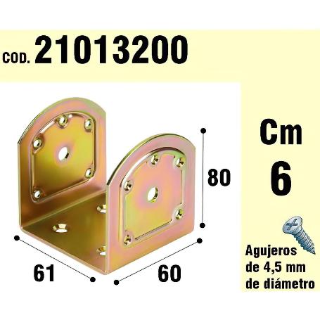 SOPORTE PARA MADERA TIPO U  BICROMATADO 60 MM.