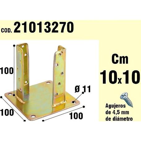 SOPORTE PARA MADERA ANCLAJE BICROMATADO 100 MM.