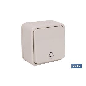 PULSADOR CAMPANA SUPERFICIE MODELO ATLANTIS 10A BLANCO