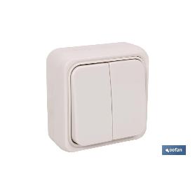 DOBLE INTERRUPTOR SUPERFICIE  MODELO ATLANTIS10A BLANCO