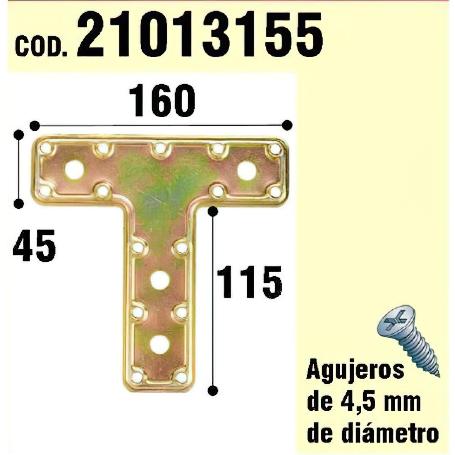 SOPORTE PARA MADERA PLACA T  BICROMATADO 160 MM.