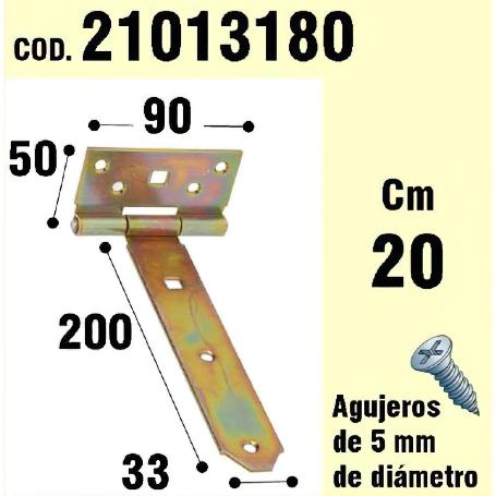 SOPORTE PARA MADERA BISAGRA BICROMATADO 200 MM.