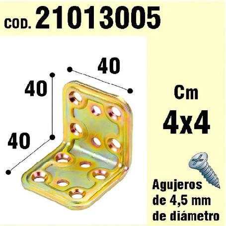 SOPORTE PARA MADERA ÁNGULO   40X40X40 MM.