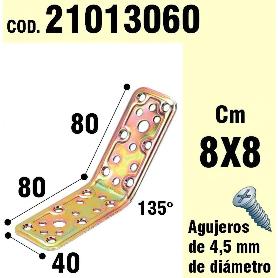 SOPORTE PARA MADERA ÁNGULO   40X80X80 MM. / 135°