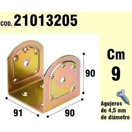 SOPORTE PARA MADERA TIPO U  BICROMATADO 90 MM.