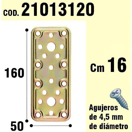 SOPORTE PARA MADERA PLACA BICROMATADA 50X160 MM.