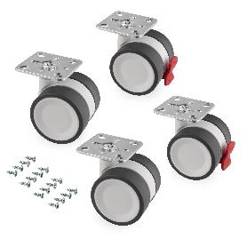 EMUCA LOTE DE 4 RUEDAS BOWL 2 CON PLACA DE MONTAJE, DIÁMETRO 50MM, ACERO Y PLÁSTICO