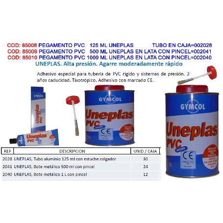 UNECOL ADHESIVO PEGAMENTO COLA PVC  125 ML UNEPLAS TUBO  002073