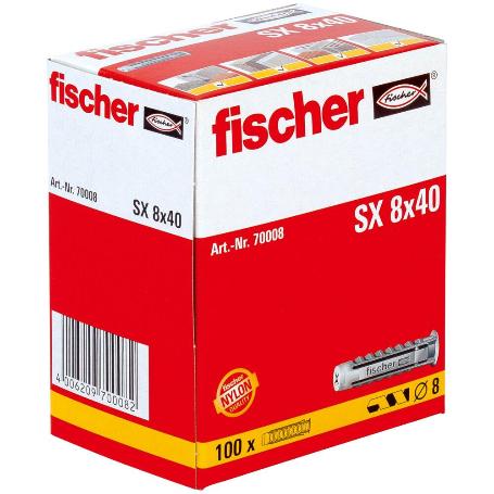 FISCHER TACOS SX PROMO 100 UN-CAJA GRIS 8X40   70008 (CAJA 100 UNIDADES)