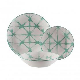 VAJILLA PORCELANA POMPEIA TURQUESA 18 PIEZAS