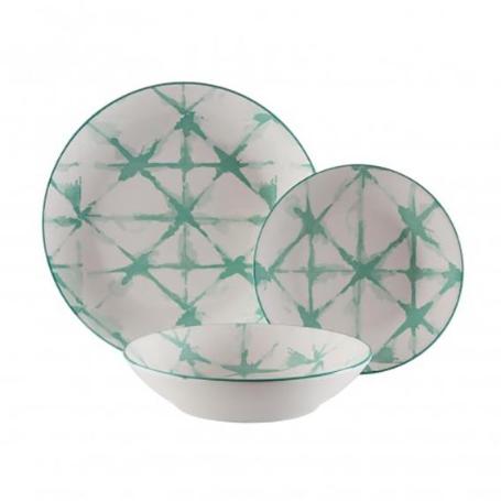 VAJILLA PORCELANA POMPEIA TURQUESA 18 PIEZAS