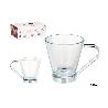 TAZA VIDRIO CON ASA METAL 140 ML
