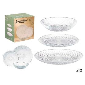 VAJILLA VIDRIO ROMBOS 12 PIEZAS