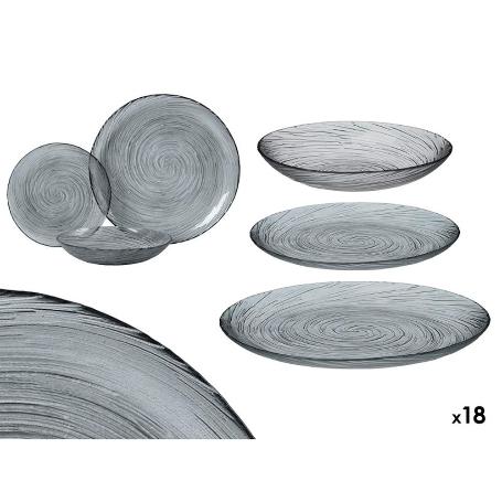 VAJILLA VIDRIO GRIS 18 PIEZAS
