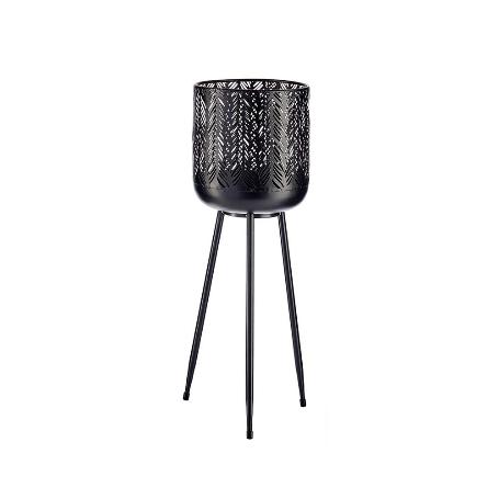MACETEROS PIE METAL NEGRO 2 PIEZAS