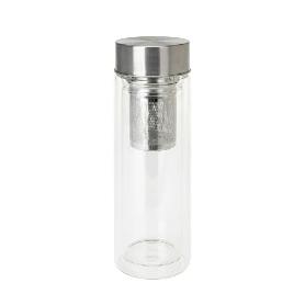 BOTELLA VIDRIO TAPA ACERO INOXIDABLE + FILTRO