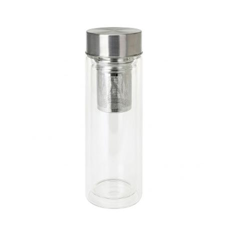 BOTELLA VIDRIO TAPA ACERO INOXIDABLE + FILTRO