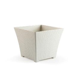 MACETA RATTAN CUADRADA 37 CM MARFIL